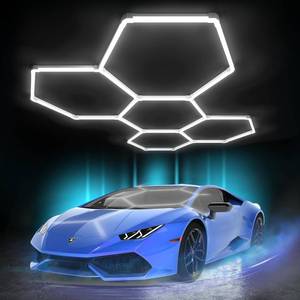 Litezone Hexagon Garage Lights: 168W 5 Grids LED Garage Lights - Easy Install 6500K Super Bright Honeycomb Light for Workshop Warehouse Car Detailing Shop Exhibition Hall Gym - Retail: $55