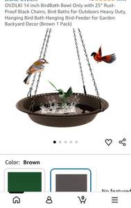 lot 5062 image: OVZILKI 14 inch BirdBath Bowl with 25 inch Black Chains