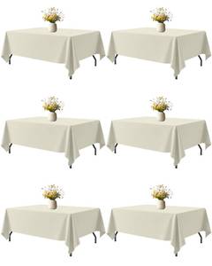 lot 5072 image: Niuara Ivory Rectangle Table Cloth - 6 Pack, 60 x 102 Washable Polyester Tablecloth for 5FT Tables, Wrinkle-Resistant Table Cover for Weddings & Parties - Retail $29