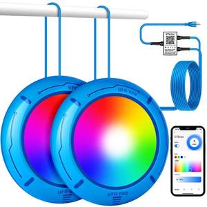 lot 5077 image: Above Ground Pool Lights with App Control - 40W RGB Dimmable LED Pool Lights, Suction Cups and Magnets, 12V Underwater Light for AboveInground Pools, IP68 Waterproof, 28FT Cord