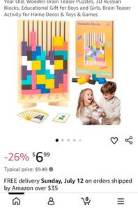 lot 5113 image: Wooden Brain Teaser Puzzles 3D Russian Blocks Educational Toy Set - Retail $6