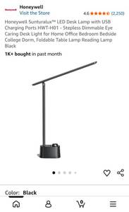 lot 5122 image: Honeywell Sunturalux LED Desk Lamp USB Charging Ports HWT-H01