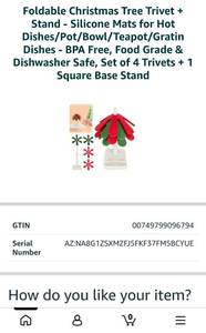 lot 5124 image: Foldable Christmas Tree Trivet and Stand Silicone Mats Set of 4 Trivets  1 Square Base