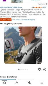 lot 5126 image: SEANCHEER Magnetic Neck Mount Phone Holder 27.6 Inch Extended Long