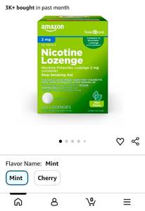 lot 5138 image: Amazon Basic Care Nicotine Lozenge 2 mg Mint Flavor 144 Lozenges - Retail $35
