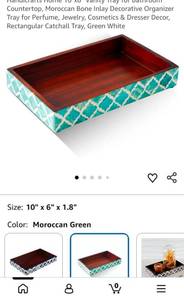 lot 5141 image: Handicrafts Home 10 x 6 Vanity Tray Moroccan Bone Inlay Rectangular