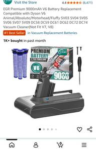 lot 5144 image: Dyson V6 Battery Replacement