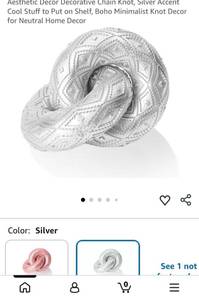 lot 5145 image: Decorative Chain Knot Silver Accent Shelf Decor