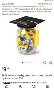 lot 5148 image: IMUQI Graduation Fund Mason Jar with Mortarboard Cap and Decorations Kit
