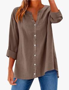 lot 5152 image: Womens Button-Front Tunic Shirt XS Gray