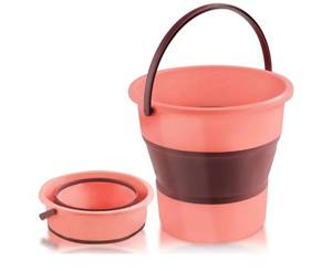 lot 5161 image: Collapsible Bucket with Handle Pink and Brown