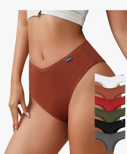 lot 13870 image: ASIMOON High Waisted Seamless Bikini Underwear for Women Sexy High Cut Cheeky Panties Ladies Stretch V Waist Panty 5 Pack STYLE AND COLOR MAY VARY  - Retail $15