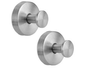lot 13881 image: Suction Cup Hooks for Shower, Towel Hooks for Bathroom, Kitchen, Glass Door, Mirror, Tile, Loofah, Towel, Bath Robe Hooks for Hanging up to 15 lbs, Brushed Silver (2 Pack) - Retail $10