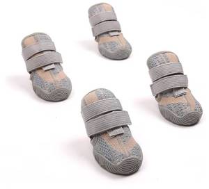 lot 13884 image: Dog Shoes for Large Dogs,Dog paw Protectors, for hot pavements in Summer, Snowy Days in Winter, Outdoor Walking, and Indoor Hard Floors, Woven Breathable Upper (Light Gray, Size 6 Width 1.8) - Retail $33