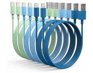 lot 13910 image: 6Pack iPhone Charger (336669 FT) Apple MFi Certified Multiple Colour Lightning Cable Fast Charging High Speed Transfer Cord for iPhone 14 13 12 11 Pro Max XR XS X 8 7 6 Plus SE iPad - Retail $6