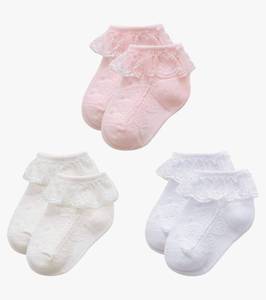 lot 13920 image: Durio Baby Girl Ruffle Socks - Soft Lace Dress Socks for Girls 0-12 MonthsLace Ruffle Trim, Ankle-Frilly Style, Soft Cotton Blend, Gentle Stretch Breathable Knit, Dress-Up Ready, Easy Outfit Matching - Retail $12