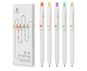 lot 13939 image: FIOVER Gel Pens, 5pcs 0.5mm Quick Dry Black Ink Fine Point Smooth Writing Pens High-End Series Ballpoint for Office School Supplies, Gifts for Women and Men - Retail $8