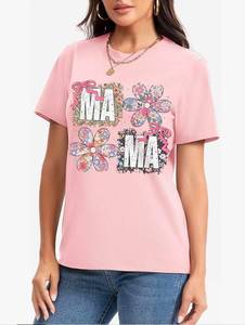 lot 15392 image: Womens Pink T-Shirt Graphic Floral MAMA Size XL