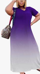 lot 15402 image: Womens V-Neck Ombre Maxi Dress Size S Purple to White