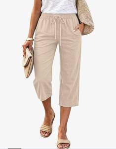 lot 15403 image: Womens Beige Drawstring Cropped Pants with Pockets XL