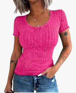 lot 15404 image: Pink Ribbed Short Sleeve T-Shirt Size S
