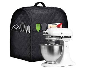 lot 15421 image: Stand Mixer Cover compatible with Kitchenaid Mixer, Fits All Tilt Head & Bowl Lift Models,Fine, Soft, Not Easy to Fade, Not Easy To Pilling. (Fits for 4.5-Quart and All 5-Quart, COLOR MAY VARY (BLACK AND WHITE) - Retail $17