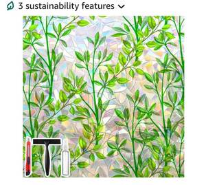 lot 15427 image: Savvy Choice Window Privacy Film with Cutting Grid Non-Adhesive Stained Glass 17.5 x 78.7 inch - Retail $9