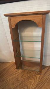 lot 1012 image: Wood Display Cabinet with Arched Opening and Glass Shelves 24x12x5