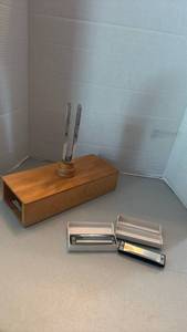 lot 1025 image: B.F. Kitching Co. tuning fork resonator and 2 harmonicas