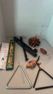 lot 1029 image: Musical Instruments Lot Waltons Tin Whistle Kingsley Recorder Ocarina Shakers