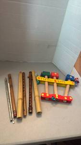 lot 1031 image: Lot of Wooden Flutes and Recorder Instruments with Wooden Hammers