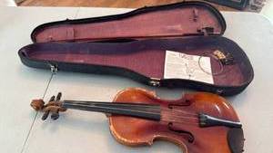 lot 1035 image: Violin and bow no strings