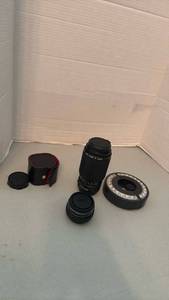 lot 1045 image: Canon Camera Lens Lot with Macro Zoom, Small Lens, Ring Light, and Case