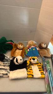 lot 1100 image: Animal Hand Puppet Lot with Recorder Flutes and Cane