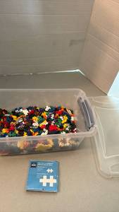 lot 1107 image: Plus-Plus Building Blocks Construction Toy Lot in Storage Container