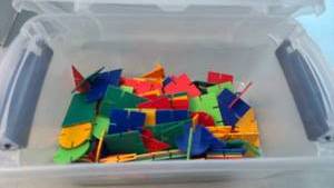 lot 1109 image: Colorful Geometric Building Block Set with Storage Container