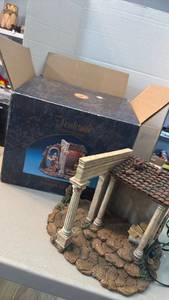 lot 1135 image: Fontanini Census Building Figurine with Box 9 inches tall