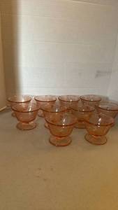 lot 1206 image: Pink depression sherbet dishes set of 10