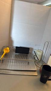 lot 1220 image: Dish Drying Rack, cooking sheets, coffee mugs and more