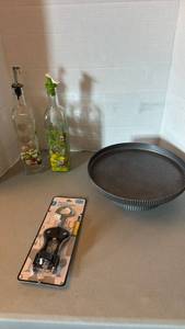 lot 1226 image: Oil and Vinegar jars, Corkscrew and pedestal display