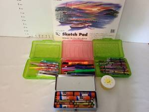 lot 1403 image: Art Supply Lot Markers Crayola Sketch Pad Storage Cases Accessories
