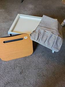 lot 1450 image: Lap desks and armchair remote organizer.