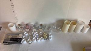 lot 1517 image: Unscented Tealights, Pillar Candles, Glass Bottles Apothecary