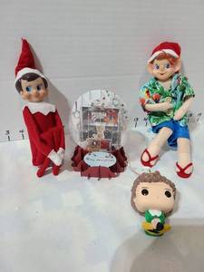 lot 3019 image: Holiday Figurine Lot Elf on Shelf and Character Figure
