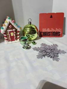 lot 3035 image: Christmas Holiday Ornament Lot Gingerbread House Baubles Snowflakes Candle