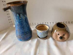 lot 3067 image: Three Ceramic Vessels with Glaze Decoration