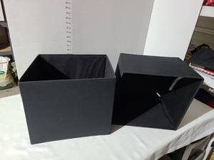 lot 3111 image: 2 black collapsible, zippered storage cubes.
