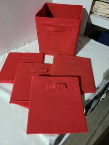 lot 3117 image: 5 red collapsible storage containers