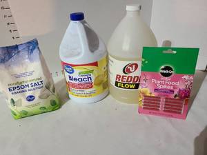 lot 3248 image: Household Cleaning & Garden Supply Lot Epsom Salt, Bleach, Drain Cleaner, Plant Food