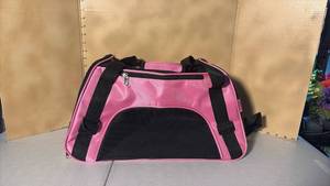 lot 3313 image: Pink and Black Pet Carrier Bag with Mesh Panels
